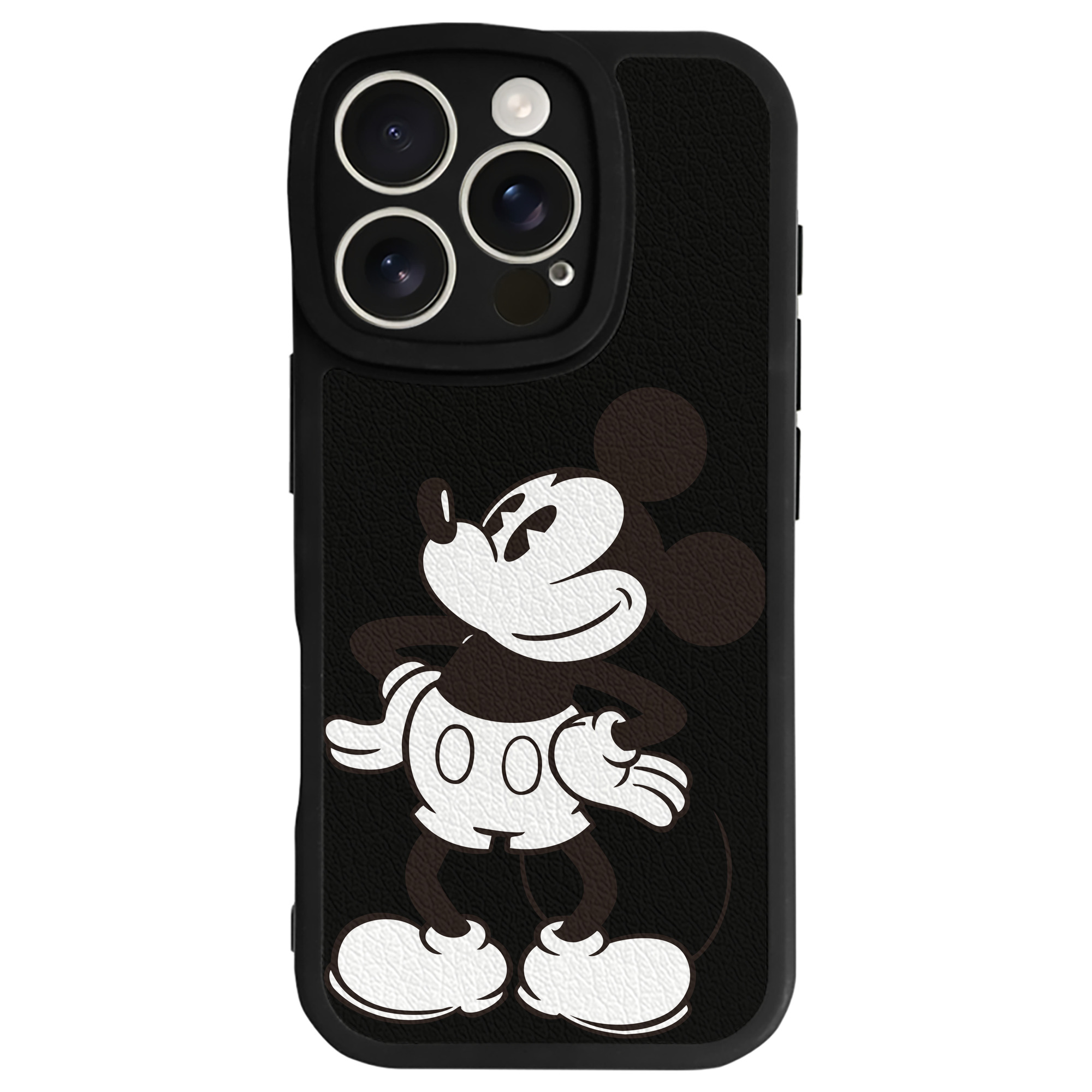 （画像用） ミッキーマウス Mickey Mouse 【iPhone 16シリーズ対応】シリコンスマホケース（レザー調） 材質：シリコン